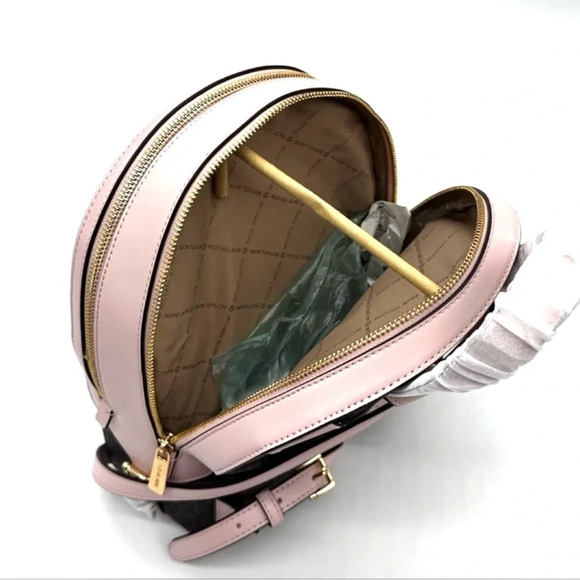 Michael Kors Medium Jaycee Zip Packet Backpack Brown/Powder Blush - Picture 13 of 14